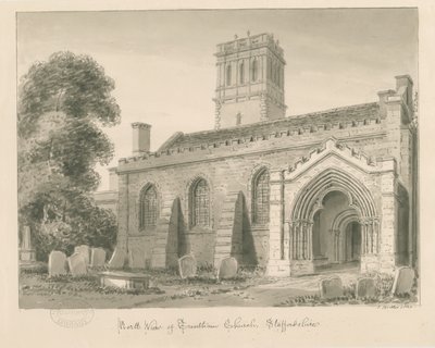 Trentham Church: sépiová lavírovaná kresba, 1840 od John Buckler