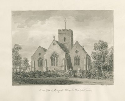 Trysull Church: sépiová lavírovaná kresba, 1846 od John Buckler