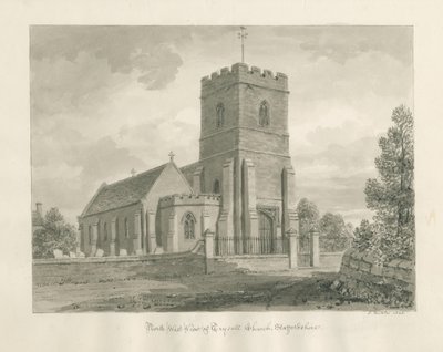 Trysull Church: sépiová lavírovaná kresba, 1846 od John Buckler