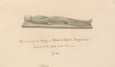 Uttoxeter Church - Podobizna: sépie lavírovaná kresba od John Buckler