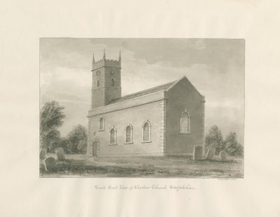 Warslow Church: sépiová kresba od John Buckler