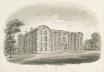 Weston-under-Lizard - Hall: sépiová lavírovaná kresba od John Buckler