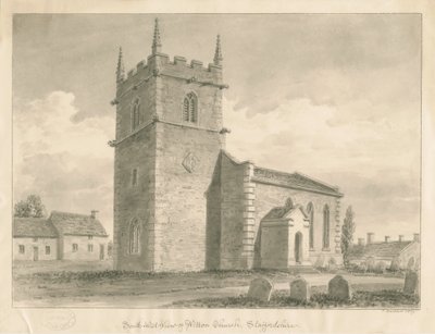 Wetton Church: sépiová kresba, 1839 od John Buckler