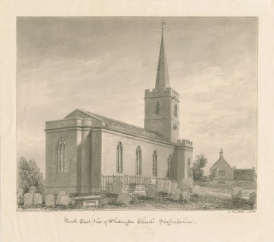 Whittington Church: sépie lavírovaná kresba od John Buckler
