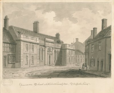 Wolverhampton - Gymnázium: kresba v sépii, 1837 od John Buckler