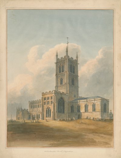 Wolverhampton - Kostel svatého Petra: akvarel, 1844 od John Buckler