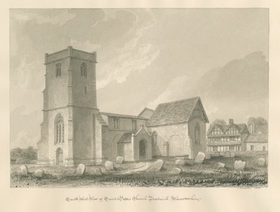 Worcestershire - Droitwich - Kostel svatého Petra: sépiová kresba, 1833 od John Buckler