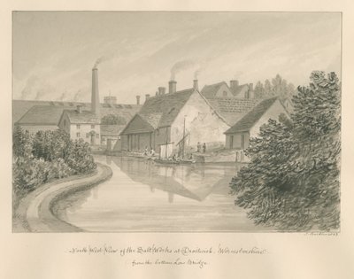 Worcestershire - Droitwich - Salt Works: sépiová kresba, 1833 od John Buckler