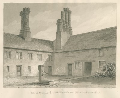 Worcestershire - Droitwich - Staynors Court: sépiová kresba, 1833 od John Buckler