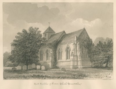 Worcestershire - Hadsor Church: sépiová kresba, 1833 od John Buckler