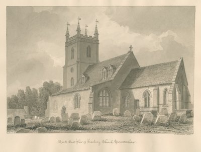 Worcestershire - Hanbury Church: sépiová kresba, 1833 od John Buckler