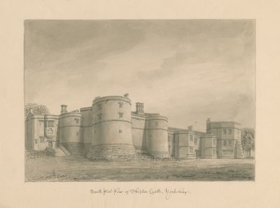 Yorkshire - Skipton Castle: sépiová kresba, 1818 od John Buckler