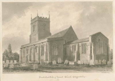 Yoxall Church: sépiová kresba od John Buckler