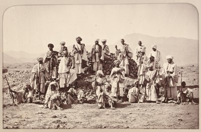 ?Afridi Picket poblíž Jumrood, Khyber a Rotass v dálce?, circa 1879 od John Burke