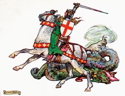 Svatý Jiří a drak, ilustrace z dětské knihy princezny Marie-Josés, vydané v roce 1916 od John Byam Liston Shaw