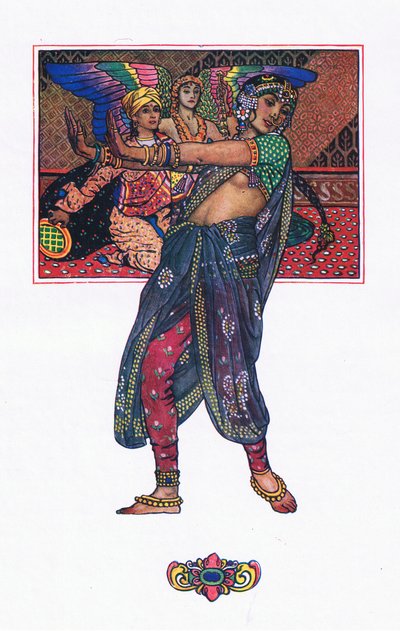 The Temple Dancing Girl, ilustrace z The Garden of Kama (a další texty z Indie), 1920 od John Byam Liston Shaw