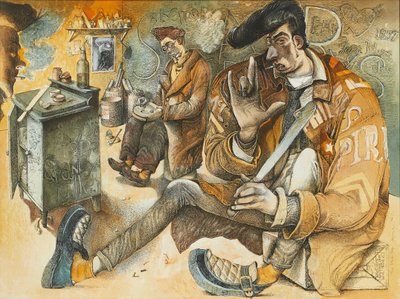 The Slab Boys (pero, inkoust a akvarel) od John Byrne