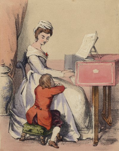 Marie Antoinetta zpívá dauphinovi, synovi krále Ludvíka XVI od John Callcott Horsley