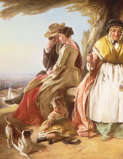 Mládí a věk, detail milenců (detail 59345) od John Callcott Horsley