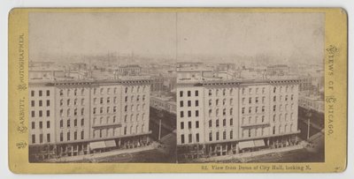 Stereograf pohledu z kopule radnice při pohledu na sever, před požárem v Chicagu v roce 1871 od John Carbutt