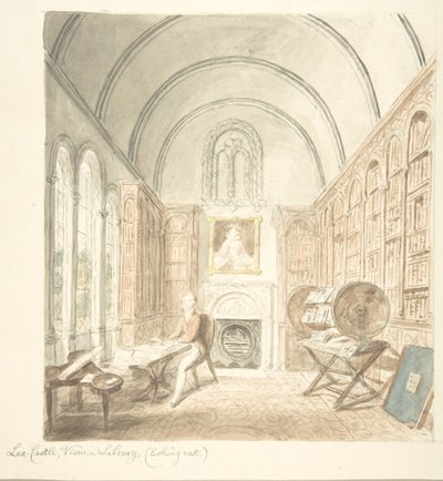 Lea Castle, Pohled v knihovně, Pohled na východ, ca. 1816. od John Carter.