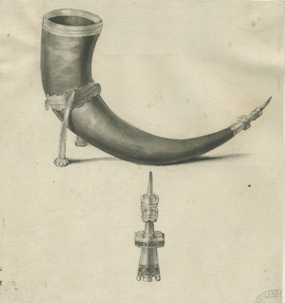 Lichfield - Drinking Horn: kresba perem a sépií, nd [1748-1817] (kresba) od John Carter