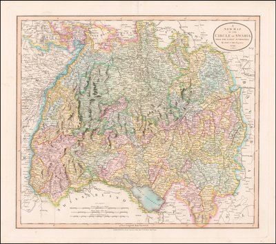 Mapa Švábska z roku 1799, John Cary od John Cary