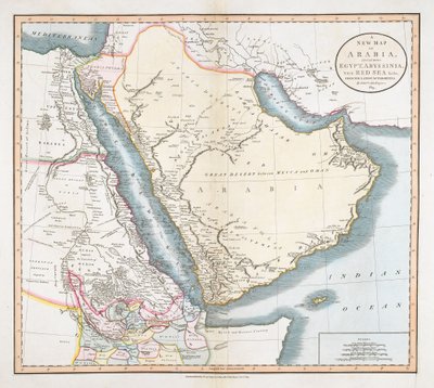 Nová mapa Arábie, včetně Egypta, Habeše, Rudého moře amp; c. amp; c. z nejnovějších autorit. od John Cary