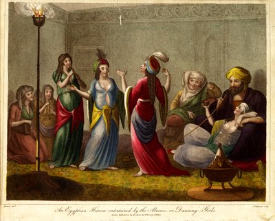 Egyptský harém, kde se baví almée neboli tanečnice od John Chapman