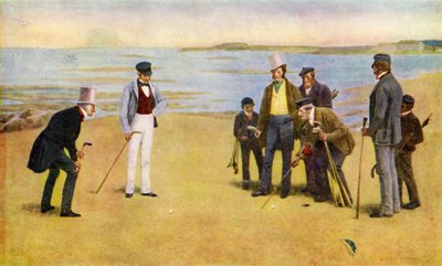 Stymie, čtveřice hrající golf v North Berwick od John Charles (after) Dollman