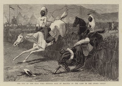 Konec války Zuluů, překážkový závod Basutos v táboře v údolí Upoko od John Charles Dollman