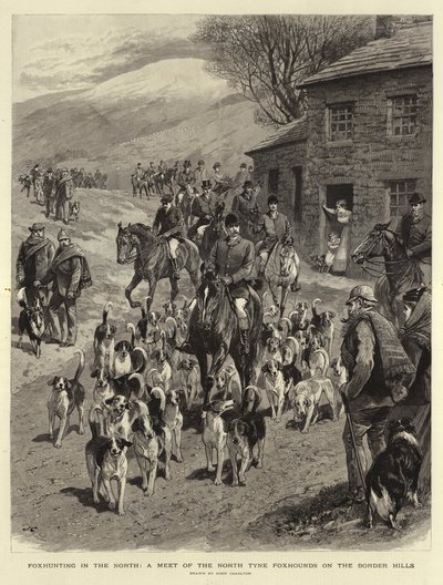 Foxhunting na severu, setkání foxhoundů ze Severního Tyne na Border Hills od John Charlton