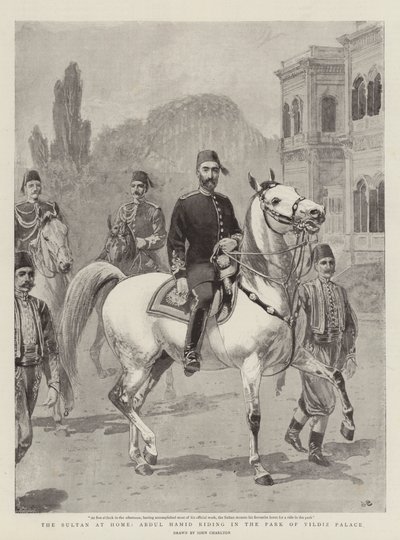Sultán doma, Abdul Hamid na koni v parku paláce Yildiz od John Charlton