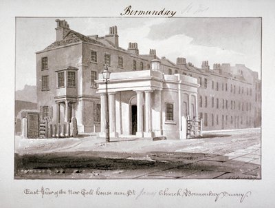 Východní pohled na nový mýtný dům poblíž kostela svatého Jakuba, Bermondsey, Londýn, 1827. od John Chessell Buckler