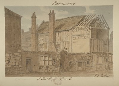 Východní pohled na ruiny Bermondsey House, 1838 od John Chessell Buckler