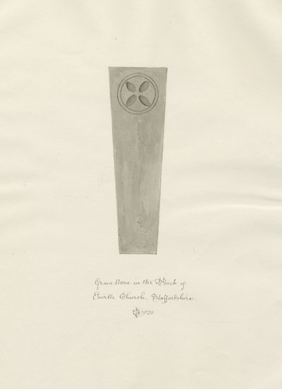 Enville Church - Gravestone: sépiová kresba od John Chessell Buckler