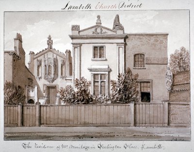 Rezidence pana Armitage v Penlington Place, Lambeth, Londýn, 1828 od John Chessell Buckler