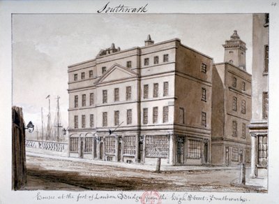 Pohled na Borough High Street a roh London Bridge, Southwark, Londýn, 1828 od John Chessell Buckler