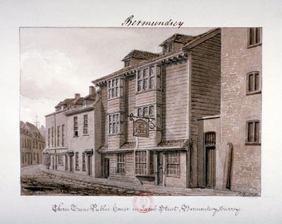 Pohled na veřejný dům Three Tuns na Jacob Street, Bermondsey, Londýn, 1828 od John Chessell Buckler
