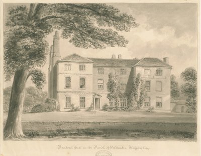 Wolstanton - Bradwell Hall: sépiová kresba od John Chessell Buckler