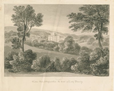 Wootton Lodge: sépiová kresba, 1841 od John Chessell Buckler