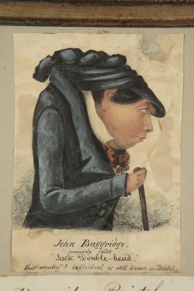 John Baggridge; běžně nazývaný „Jack Double-head“ (akvarel na papíře) od John Church Dempsey