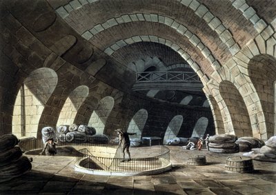 výměna kukuřice v Paříži, gravírování, začátkem 19. století od John Claude (after) Nattes