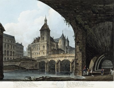 Paříž: Le Pont au Change - v „“ Paříž viděná J. C. Matsem“, ed. Miller, Londýn od John Claude Nattes