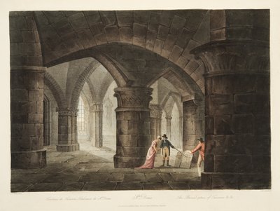 Pohřebiště Turenne, ilustrace z Versailles, Paříž a Saint Denis, hospoda. 1809 (akvatinta) od John Claude Nattes
