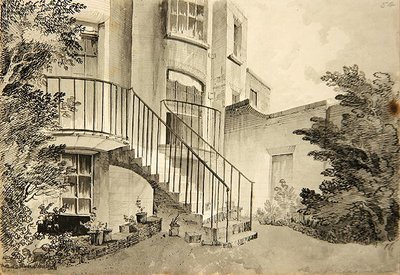 Pohled na dům v Bayswater patřící panu Wilsonovi, kolem roku 1808 (pero a inkoust a mytí na papíře) od John Claude Nattes