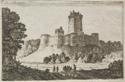 Hrad Borthwick z východu. od John Clerk of Eldin