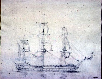 A Man-o-war (grafit na papíře) od John Constable