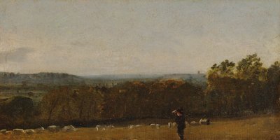 Pastýř v krajině při pohledu přes Dedham Vale směrem k Langhamu, ca. 1811. od John Constable