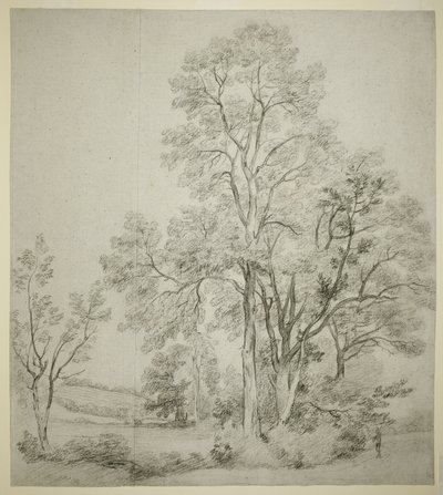 Stojan jilmů (recto); Studie východního Bergholtu s církví (verze) od John Constable